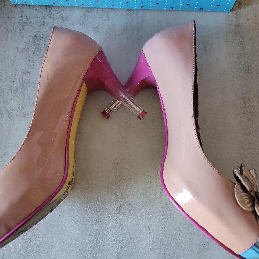 Poetic Licence Women's Summer Bloom Heels Shoes Peach Fuchsia Multi-Color 8.5us - Picture 10 of 16